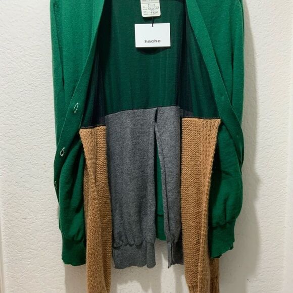 NWT HACHE 100% Virgin Wool  button Front layers Cardigan 46  $770 Italy - Picture 6 of 12